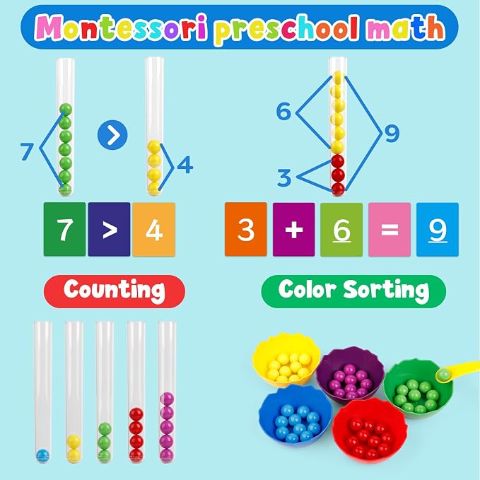Counting and Color Sorting Toys,Montessori Math Games,Fine Motor Skills - Image 3