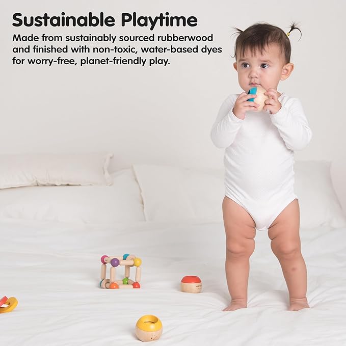 PlanToys® Wooden Tumbling Montessori Toy | Developmental Baby Toy for Fine Motor Skills & Sensory Play | Safe & Eco-Friendly for Babies 6 Months+