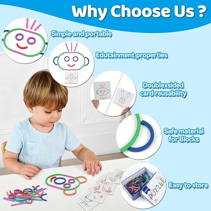 STEM Montessori Puzzle Toy for Kids– Creative Shape Matching & Ring Stacking Set, Hands-On Learning Educational Game for Fine Motor Skills, Preschool Classroom Essentials Ages 3-6 - Image 4