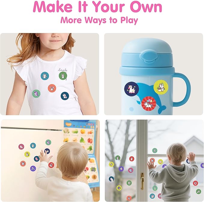 iPlay, iLearn Kids Unicorn Sticker Stamp Activity Set - 400+ Stickers 18-Page Activity Book, Toddler Creative Mess-Free Art Craft Educational Travel Toy, Birthday Stocking Gift 3 4 5 6 Yr Old Girl Boy