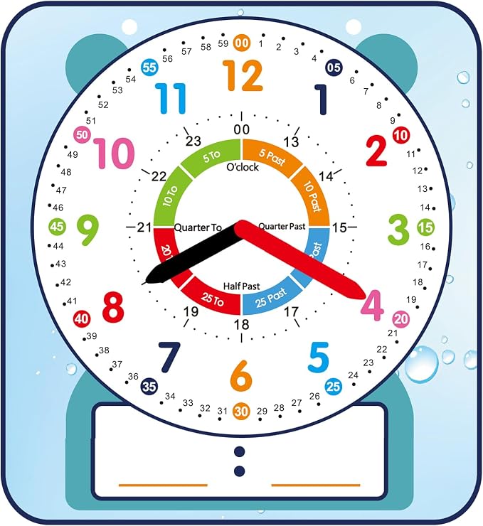 ANCOMEDO Large 12" Magnetic Writable Dry Erase Teaching Clock,Teaching Demonstration Clock for Kids Learning Time with Cute Style for Home School Classroom Supplies(12" x 11") by ANCOMEDO