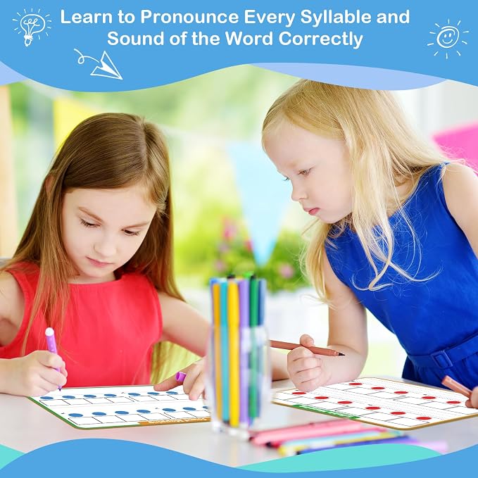 Aizweb Phonemic Awareness Dry Erase Board,9" x 12" Syllable Small Whiteboard,Speech Therapy Material Phonics Games, Letter Sound,Science Reading Manipulative,Preschool Kindergarten Classroom Must Have - Image 5