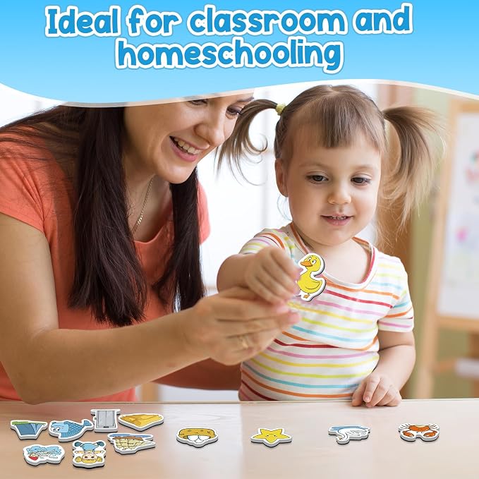 Kasfalci CVCC & CCVC Word Games, 50 Magnetic Foam Objects Fridge Magnets for Kids, Speech Therapy Toys for Toddler, Learn to Read Spelling Reading Learning Phonics for Preschool Kindergarten Classroom - Image 7