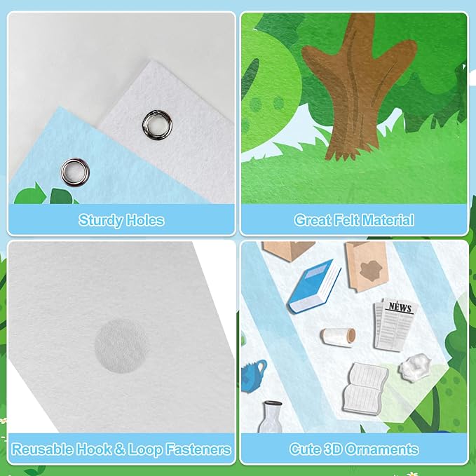 Cinrobiye Felt Earth Day Recycling Sorting Game Learn to Recycle Activity Set Garbage Sorting Educational Game Classroom Recycling Activity Bulletin Board Decorations Earth Day Craft Kit - Image 4