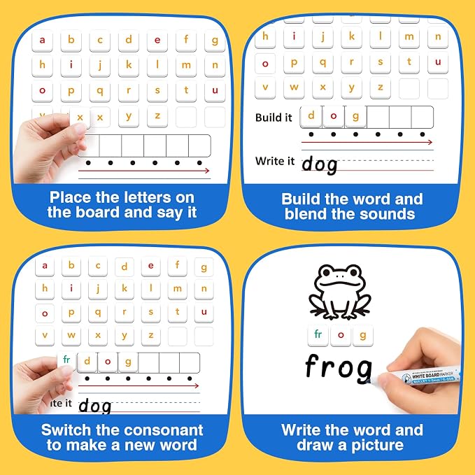 Aizweb Phonics Magnetic Letter Tiles Set with Tray & Dry Erase Board - Image 4
