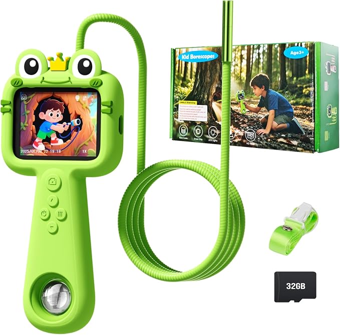 Kids Borescope with Light Borescope Camera for Kids Rechargeable STEM Science Educational Outdoor Toy with 32GB Card Nature Outside Exploration Birthday Gift for Boys Girls Ages 4,5,6,7,8,9,10,11,12 by Unknown