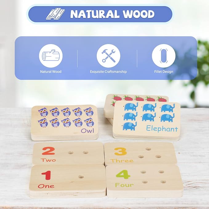 Wooden Montessori Number Blocks for Kids, Counting Peg Board for Kids Age 3 4 5,Preschool Learning Toys,Ideal for Kids 3 4 5 Years Old - Image 3