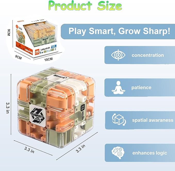 Large Labyrinth 3D Puzzles Maze Cube - Engaging Brain Teaser Toy, 3D Puzzle Maze Games, 3D Puzzle Magic Cube & Ball, Educational Focus Game Gift for Adults Teens (1pcs)