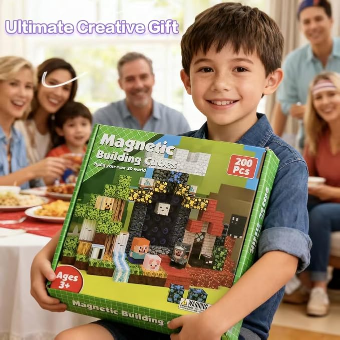 200PCS Magnetic Tiles Construction Building Blocks Fantasy Adventure Set with Volcano & Cave, STEM Educational Sensory Toys for Kids Ages 3-12, Learning Toys Gift for Boys Girls - Image 9