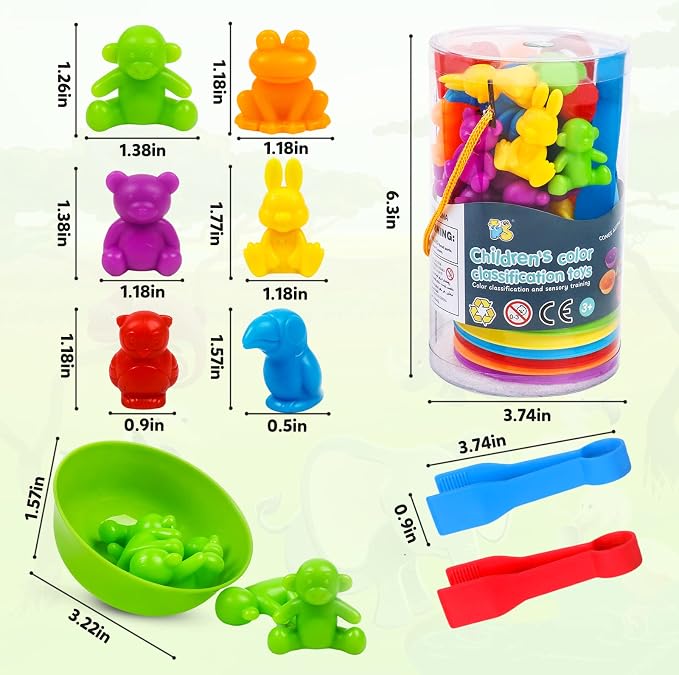 Counting Animal Matching Games Color Sorting Toys with Bowls Preschool Learning Activities for Math Educational Sensory Training Montessori Toy Easter Gifts for Toddlers Kids Boys Girls Ages 3 4 5 6 - Image 2
