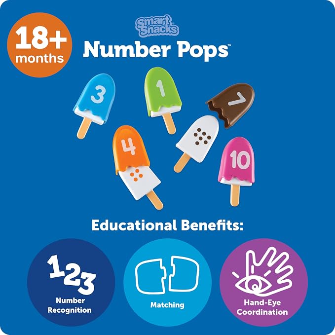 Learning Resources Smart Snacks Number Pops - Sorting Toys, Stacking Montessori, Classroom Must Haves, Math Manipulatives, Matching Games, Fine Motor Preschool, Speech Therapy - Image 5