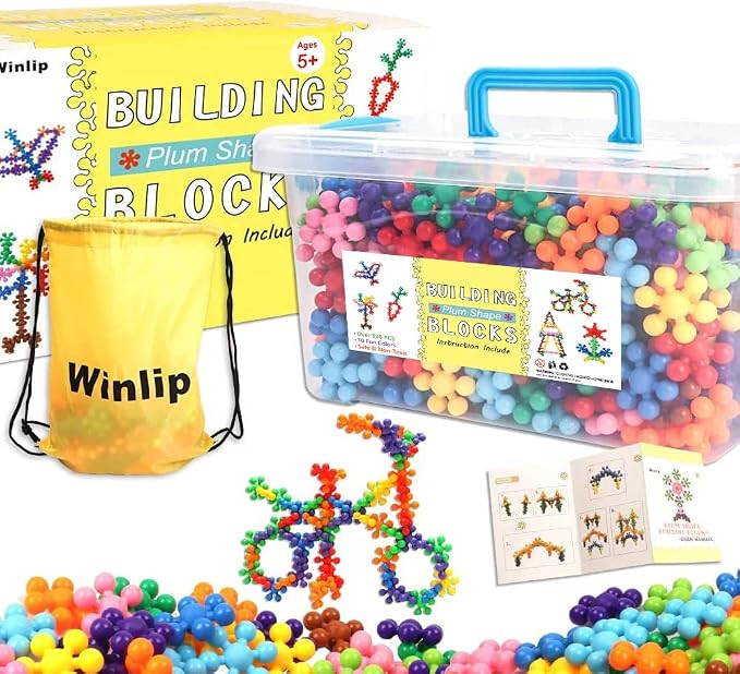 330 pcs Building Blocks, Educational Building Toys Stem Toys Building Discs Sets Interlocking Solid Plastic for Preschool Toddlers Girls and Boys by Winlip by WINLIP