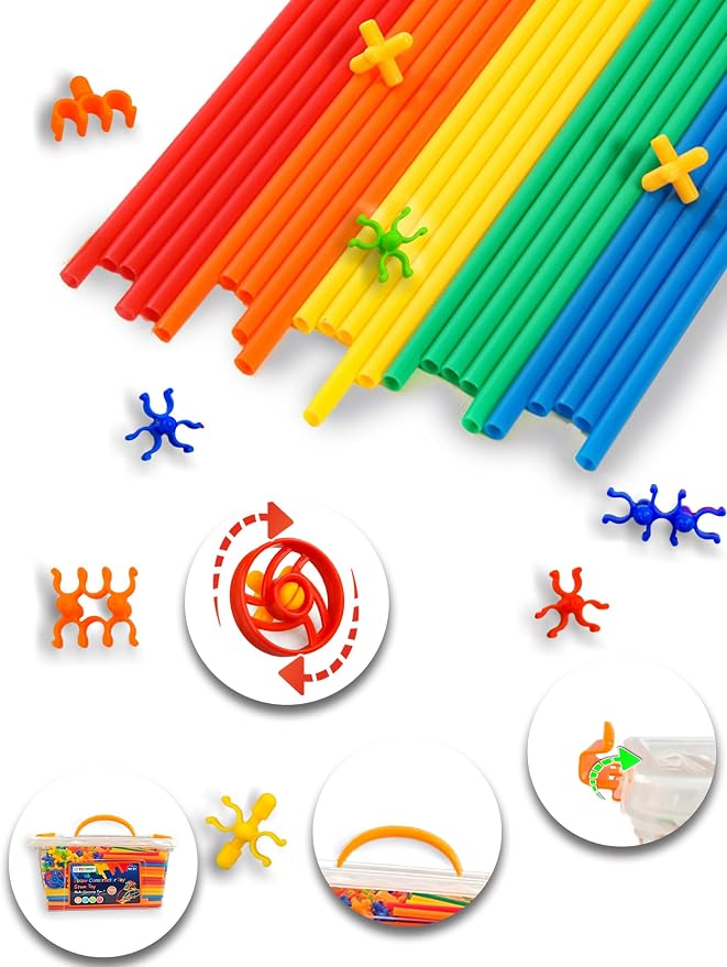 600PCS STEM Building Toys, Straw Constructor Toys Up Grade Engineering Building Sets for Kids Develops Motor Skills and Logic Thinking, Fun Educational Toy Great for Gift - Image 5