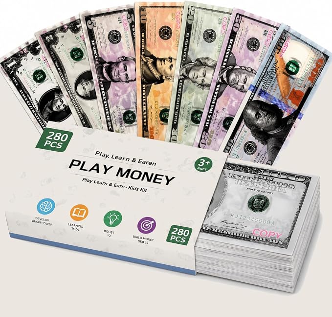 280 PCS Play Money Set, Educational Math Counting Toy for Kids by Unknown