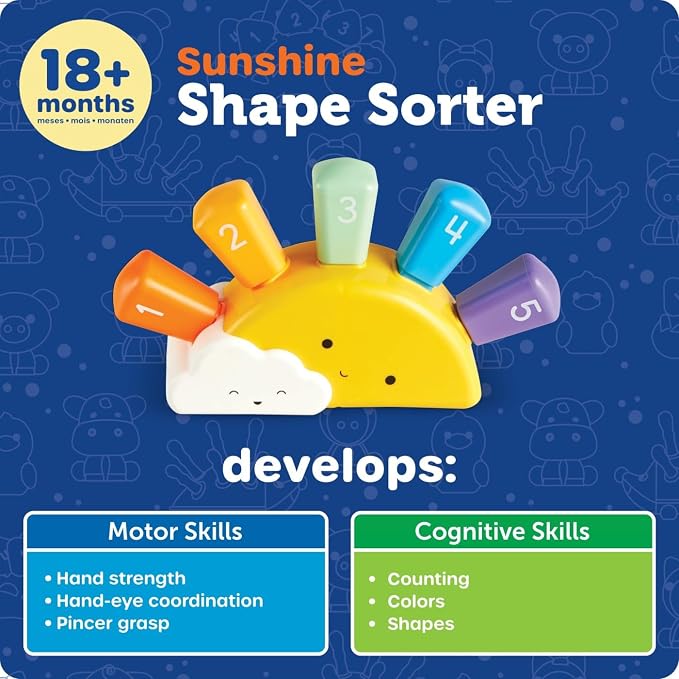 Learning Resources Sunshine Shape Sorter, Fine Motor Skills, Numbers Matching Skills Activities, Montessori Toddler Toys, Sensory Bin for Kids, Preschool Activities, Girls and Boys Gifts - Image 5