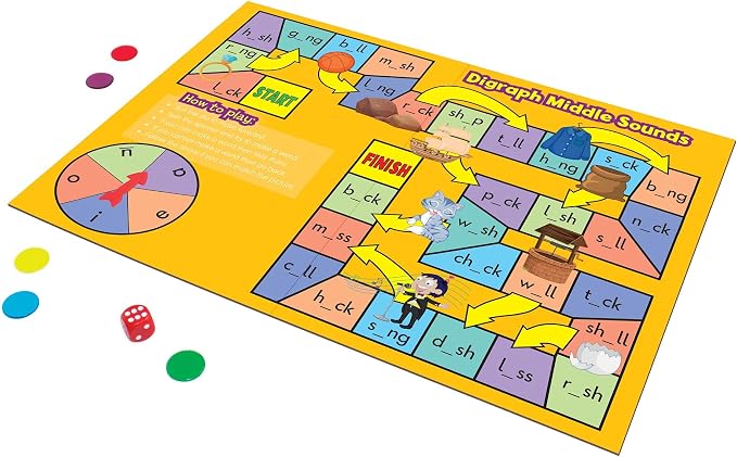 Junior Learning Phonics Board Games Set, 6 Counters, Ages 4-5, Language Skills, Pre K-K, Medium - Image 7