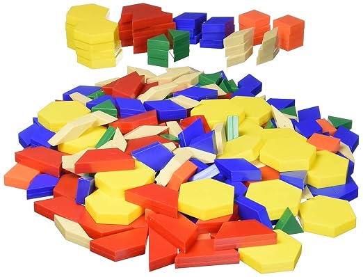 hand2mind Plastic Pattern Blocks for Kids, Shapes for Kindergarten, Montessori Toys, Geometric Shapes, Symmetry, Shape Recognition, Pattern Blocks for Classroom (Set of 250) by hand2mind