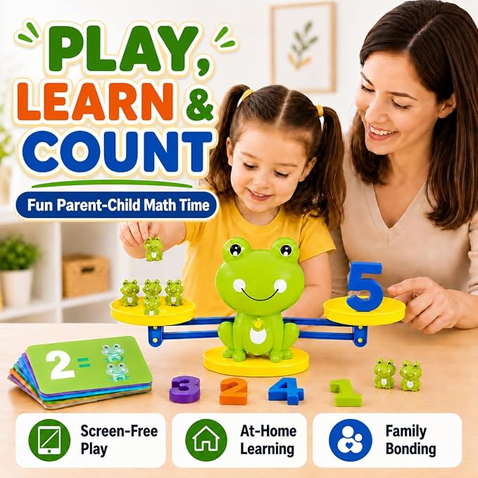 CozyBomB Frog Scale Balance Counting Toy - Preschool Math Learning Games - Image 6