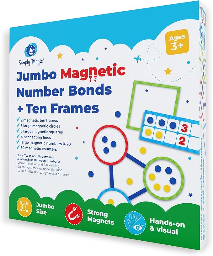 82 PCS Jumbo Magnetic Number Bonds and Magnetic Ten Frames Set Simply Magic - Image 8