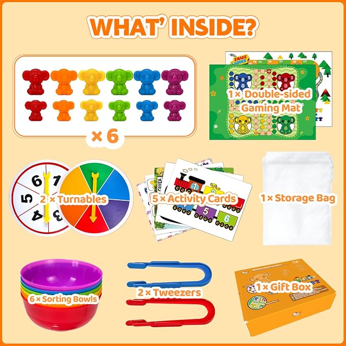 Pairez Toys Counting Animals Montessori Toy, 72pcs Koala Color Sorting Set - Image 3