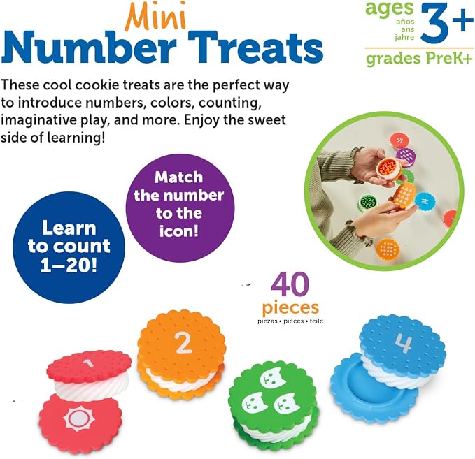Learning Resources Mini Number Treats - Counting Skills, Cookies Toys, Montessori Fine Motor Skills, Math Manipulatives, Gifts for Boys and Girls - Image 5