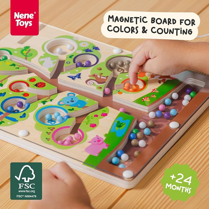 Nene Toys Color Tree Maze – Montessori Magnetic Board for Toddlers 2 3 4 5 Years – Wooden Color & Number Sorting Game – Fine Motor Skills Toy for Preschool Kids – Travel Busy Board Educational Toy - Image 2