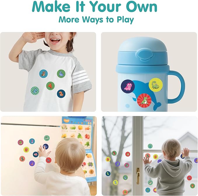 iPlay, iLearn Kid Dinosaur Sticker Stamp Activity Set - 400+ Stickers 18-Page Activity Book, Toddler Creative Mess-Free Art Craft Educational Travel Toy Birthday Stocking Gift 3 4 5 6 Yr Old Girl Boy