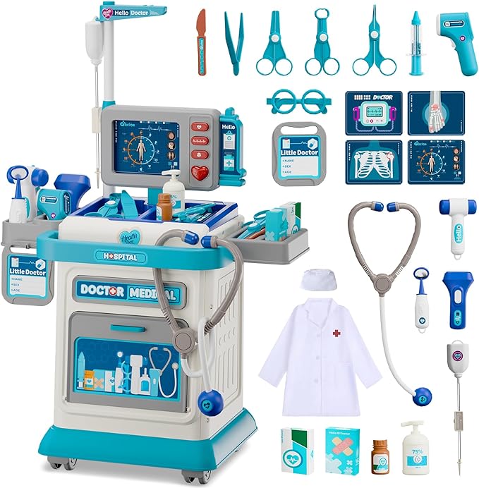 Doctor Kit for Toddlers 3-5, 26 Pcs Doctor Play Set for Kids Ages 3-8,Role Play Toy Medical Cart Doctor Toys Educational Toys for Boys & Girls Birthday Gifts