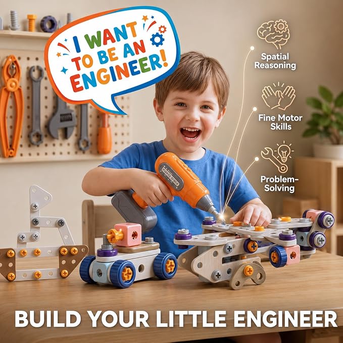 2026 New Kids Tool Set, 211 Pcs STEM Building Toys for Ages 3-8 - Image 3