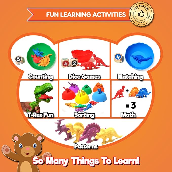 Stomp & Roar Dinosaurs - Sort, Count, Match & Play with 54pc, Dice + eBook - Image 5