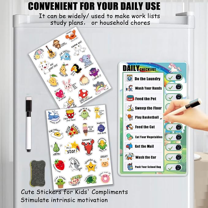 Chore Chart for Kids Toddler Chore Board, Sliding Chore Board Planning Board, Reusable Behavior Dry Erase Daily Routine Chart, Schedule Board for Home to Do List Magnetic Chore Chart（3 Pack） - Image 8