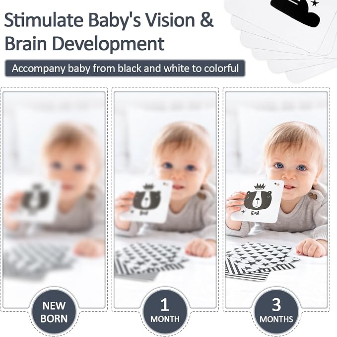 Joyreal High Contrast Baby Toys for Newborn, Black and White Baby Sensory Toys with Car Seat Toys,Infant Toys with Black White Cards Book, Montessori Toys for Baby Gifts - Image 6