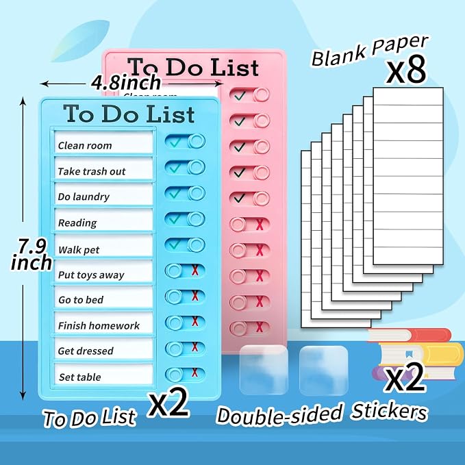 2-Piece Chores Chart for Kids - Reusable Chore List, Removable Checklist Board, Portable to Do List Visual Schedule for Multiple Kids - Image 4