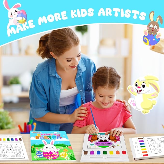 Paint with Water Coloring Books for Kids Toddlers 1-3 Mess Free Watercolor Painting Book Kits Arts and Crafts for Kids 2-4 4-6 Travel Activities Birthday Christmas Stocking Stuffers Toy Gift (Easter)