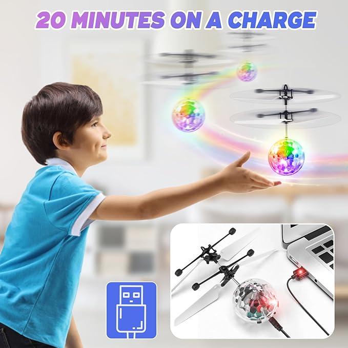 Flying Orb Ball, 2 Pack with Remote Control - LED Glowing Orbiter Toy for Indoor Outdoor Kids Games - Birthday Toys for Boys Girls Ages 6 7 8 9 10 12 Year Old