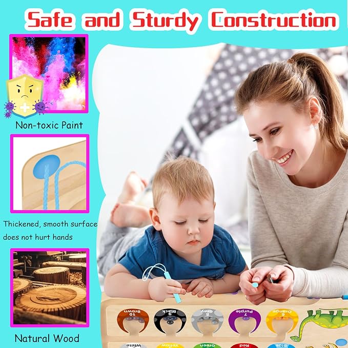 HONGID Dinosaur Toys,Magnetic Color and Number Maze, Montessori Toys for 3 4 5 Year Old,Learning Educational Sensory Toys for Toddlers and Kids Boys Girls,Christmas Stocking Stuffers for Kids - Image 4