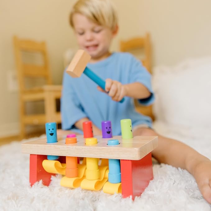 MeMelissa & Doug Deluxe Pounding Bench Wooden Preschool Learning Toy with Mallet Classic Wooden Toddler Toys for Ages 2+Lissa & Doug Deluxe Pounding Bench Wooden Preschool Learning Toy with Mallet - Image 8