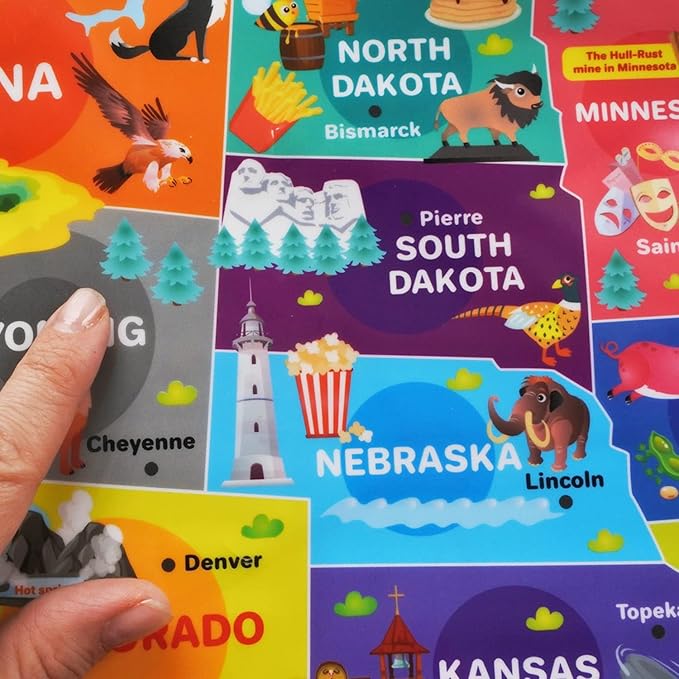 Educational Toys for Kids 5-7 Year Old - USA World Maps Puzzle Chart - Image 7