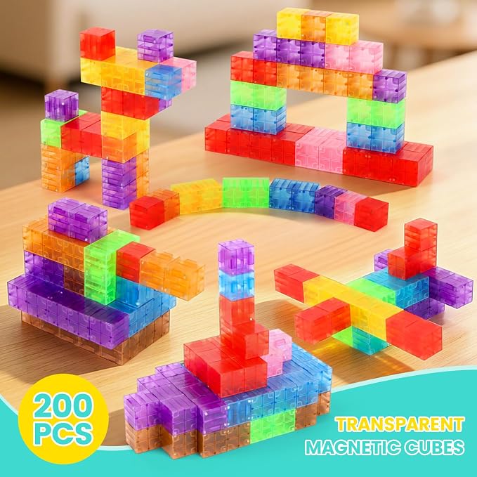ZHENFINITY 200PCS Rainbow Magnetic Building Blocks, STEM Construction Toy - Image 2