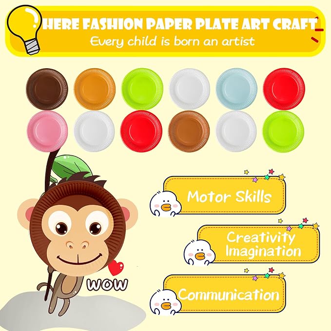 V-Opitos Arts and Crafts Kits for Kids, 12 Pack Simple Animal Paper Plate Crafts for Toddler Age of 2, 3, 4, 5 Years Old, Fun Preschool Classroom Activity Project for Boy & Girl - Image 3