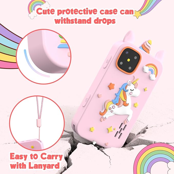 Kids Smart Phone for Girls, Christmas Birthday Gifts for Girls Age 3-10 Mini Toddler Cell Phone for Kids, Toddler Girl Learning Toy Phone with Dual Camera, Game, Music Player
