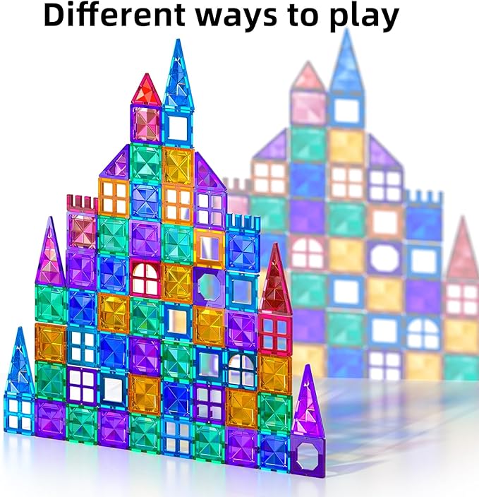 TEMI Magnet Tiles, 80 PCS Magnetism Building Toy Set, Learning and Education Toys for Ages 3 4 5 6 7 8+ Year Old Toddler Kids Boys and Girls