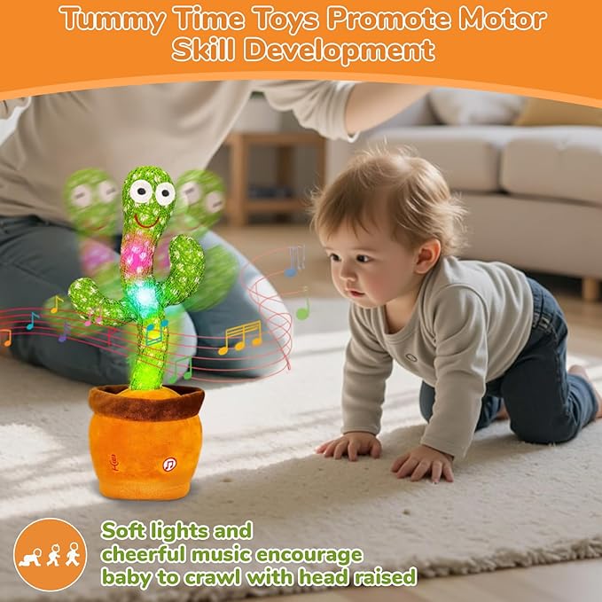 Dancing Talking Cactus Toy, Baby Singing Recording Mimicking Cactus Toy, Repeats What You Say, Musical Interactive Infant Toddler Toys for 1 Year Old Boys Girls