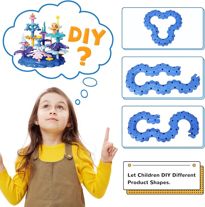 Coral Garden Flower Building Toys for for Toddlers 3-5 Year Old，Upgrade DIY Building Blocks Toys for Ages 3-4 Girls,Educational STEM Christmas Birthday Gift for Kids(136PCS) - Image 5