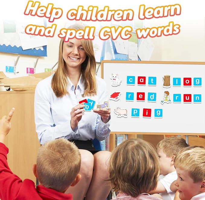 Kasfalci Magnetic Letters & CVC Word Games, Phonics Games, Alphabet Learning Toys, Refrigerator Fridge ABC Magnets for Kids, Speech Therapy Toys for Toddler, Spelling Reading for Preschool Classroom - Image 2