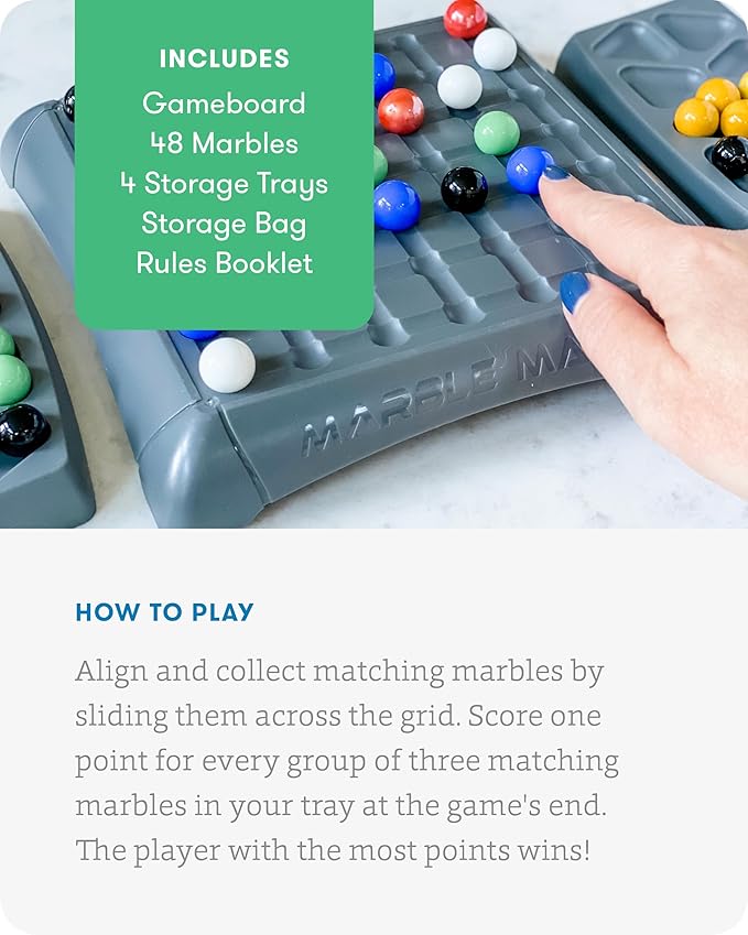 SimplyFun Marble Matrix - Marble Game to Practice Fine Motor Skills and Critical Thinking - Educational Game for Kids Ages 7 & Up - 2 to 4 Players