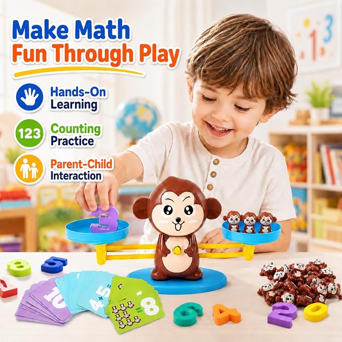 CozyBomB™ Monkey Scale Balance Toy, Number Counting Math Games - Image 3