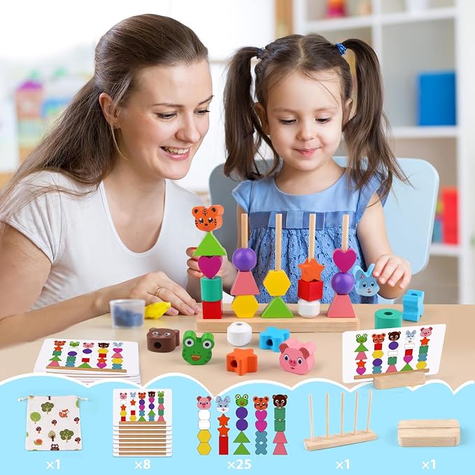 Vinlon Montessori Toddler Game Toys for Boys Girls 2 3 4 Years Old, Cute Animal Vivid Colors Shape Sorting & Stacking Toy Building Blocks Early Learning Educational Toys Easter Basket Stuffers - Image 2