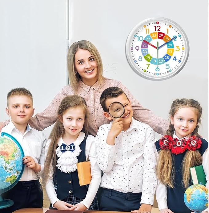 XFM 8 Inch Small Learning Time Wall Clock for Kids Teachers - Image 4