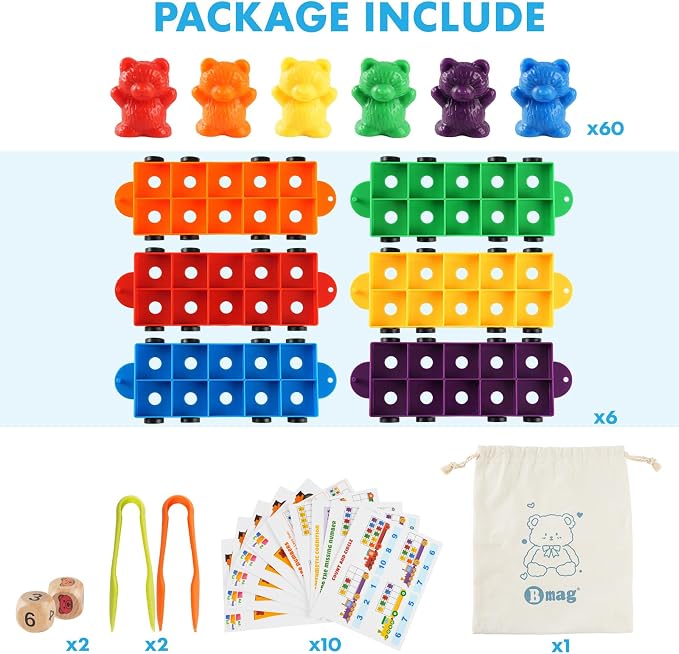 Bmag Counting Bears with Matching Trains, Preschool Learning Toys Color Recognition and Math Learning Games, STEM Educational Toy Gift for Kids Age 3 4 5 Year Old Boys Girls - Image 4